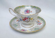 Shelley England Fine Bone China Georgian Green Cup Saucer