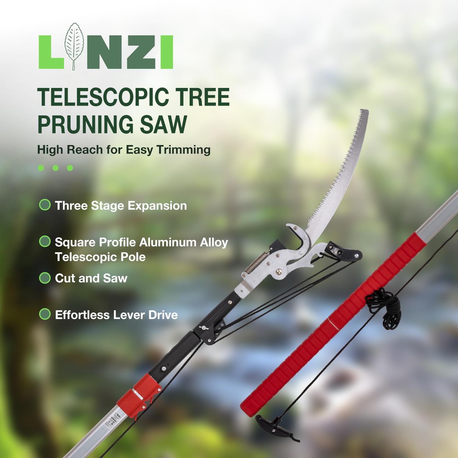 LINZI Telescopic Tree Pruner 1.2–2.93m with Pruning Saw F330 UK