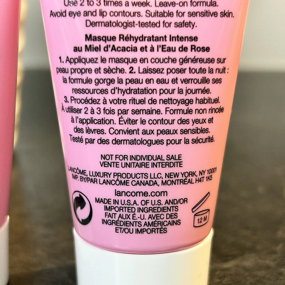 2- NUEVO Lancome Máscara de Jalea de Rosa Máscara Rehidratante Intensa 1 OZ RETIRADA Foto 4 de 4