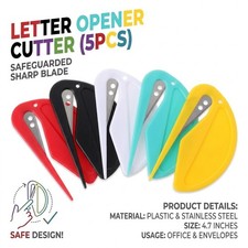 5PCS Letter Opener Cutter Open Office Envelope Knife Safe Guarded Sharp Blade