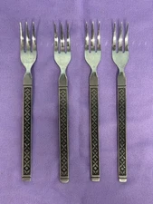 STYLECRAFT Stainless Cocktail FORKS Set of 4 Floral