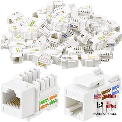 Pcs Cat6 Keystone Jacks, Rj45 Ethernet Modular Coupler Punch Down 100 White