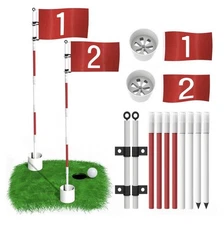 2 Pack 6Ft Golf Flag Stick for Putting Green Hole Cup and Driving Range