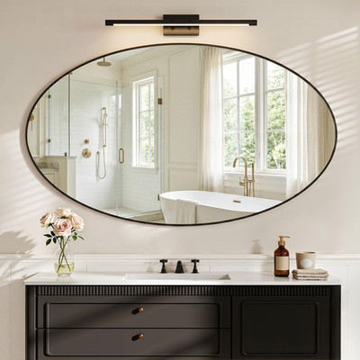 Koonmi Black Oval Bathroom Mirror 30X48 Bathroom Vanity Mirror Oval Mirror For