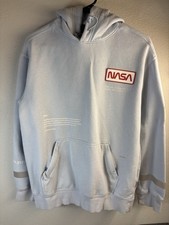 H M Women  s NASA Sweatshirt Size S Light Blue Reflective Jacket Pullover Pocket