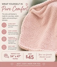 New Handknitted Chunky Yarn Throw Blanket