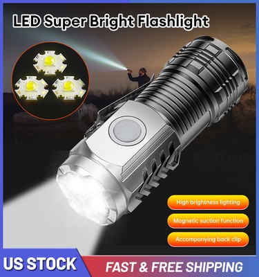 Three-Eyed Mini Super Power Flashlight Camping Waterproof Rechargeable Torch
