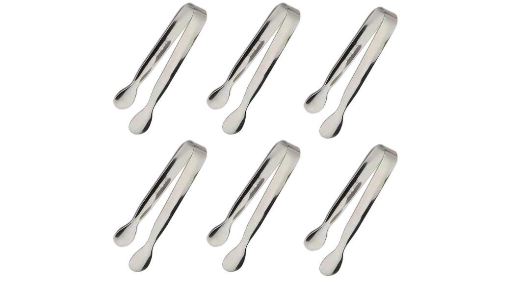 6PCS Ice Tongs Mini Sugar Tongs 4.25Inch Stainless Steel Small Serving Tong