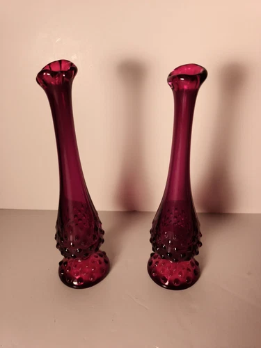 Fenton Ruby Hobnail Bud Vase 9 1/2"