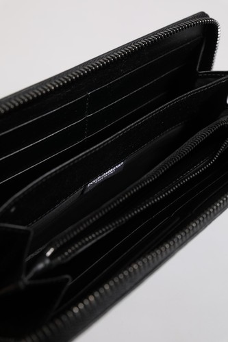 Dolce & Gabbana Cartera Cuero Negro Logo Placa Zip Alrededor Continental 1130usd - Imagen 8 de 11