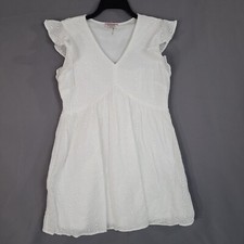 Andree By Unit Women's Mini Dress Eyelets Lined Flutter Sleeve White Size S