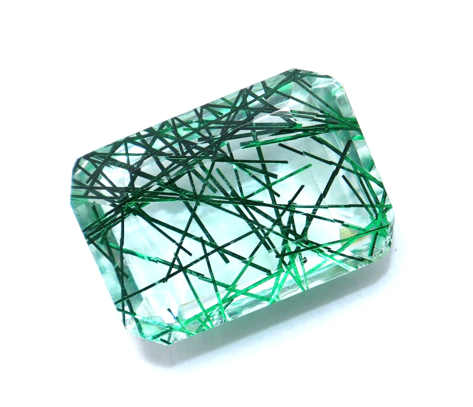 31 Karat Zertifiziert Natürliches Grün Smaragd Schliff Strahlende Quarz Lose - Bild 3 von 4