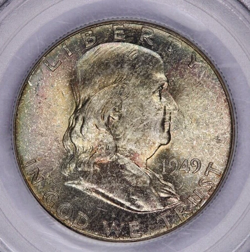 1949-P 1949 Franklin Half Dollar 50c PCGS MS65 FBL Old Holder Beautiful color J4