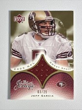 2003 Upper Deck Sweet Spot Jeff Garcia Game Used Worn Jersey Relic Gold /25