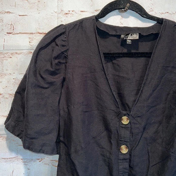 Topshop black cheap button dress