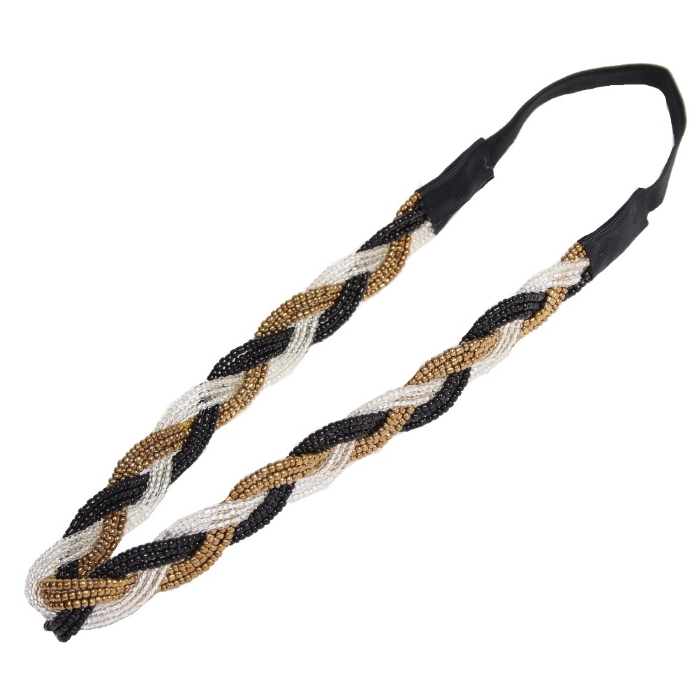 Boho Stirnband Leder Haarschmuck Mit Perlen Hippie BOHO Zopf In - Foto 2