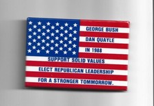 1988 Campaign pin George H. W. BUSH + Dan Quayle pinback figural US FLAG