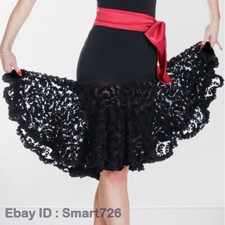 Latin salsa tango rumba Cha cha Square Ballroom Dance Dress F040 Skirt Black