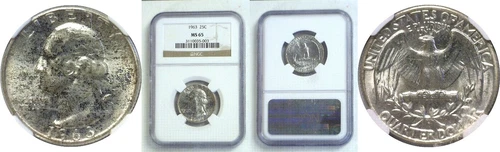 1963 25C Washington Silver Quarter NGC MS 65