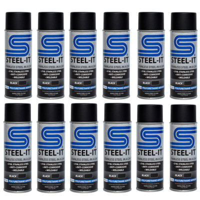 Steel-it Black Polyurethane 12oz Spray Can Full Case (12 Pack)
