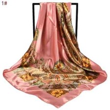 Scarf 35x35" Floral Hair Square Turban Shawl Satin New Free Ship 4404