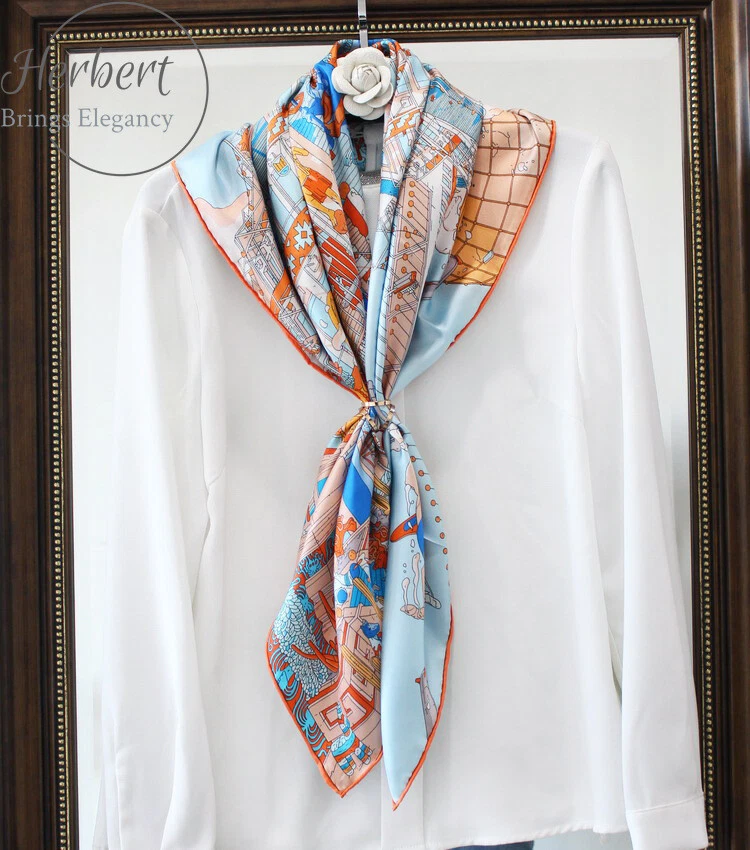 New Silk Scarf Tale Of Flying Horse 14 Momme Mulberry Silk Women’s Shawl - Image 2 of 4