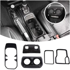 6xGear Shift Cup Holder Accessories Trim Kit for Wrangler JL JT 18+ Carbon Fiber