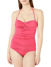Cole of California Women's Super Solids Loop Front Shirred One Piece Swimsuit,