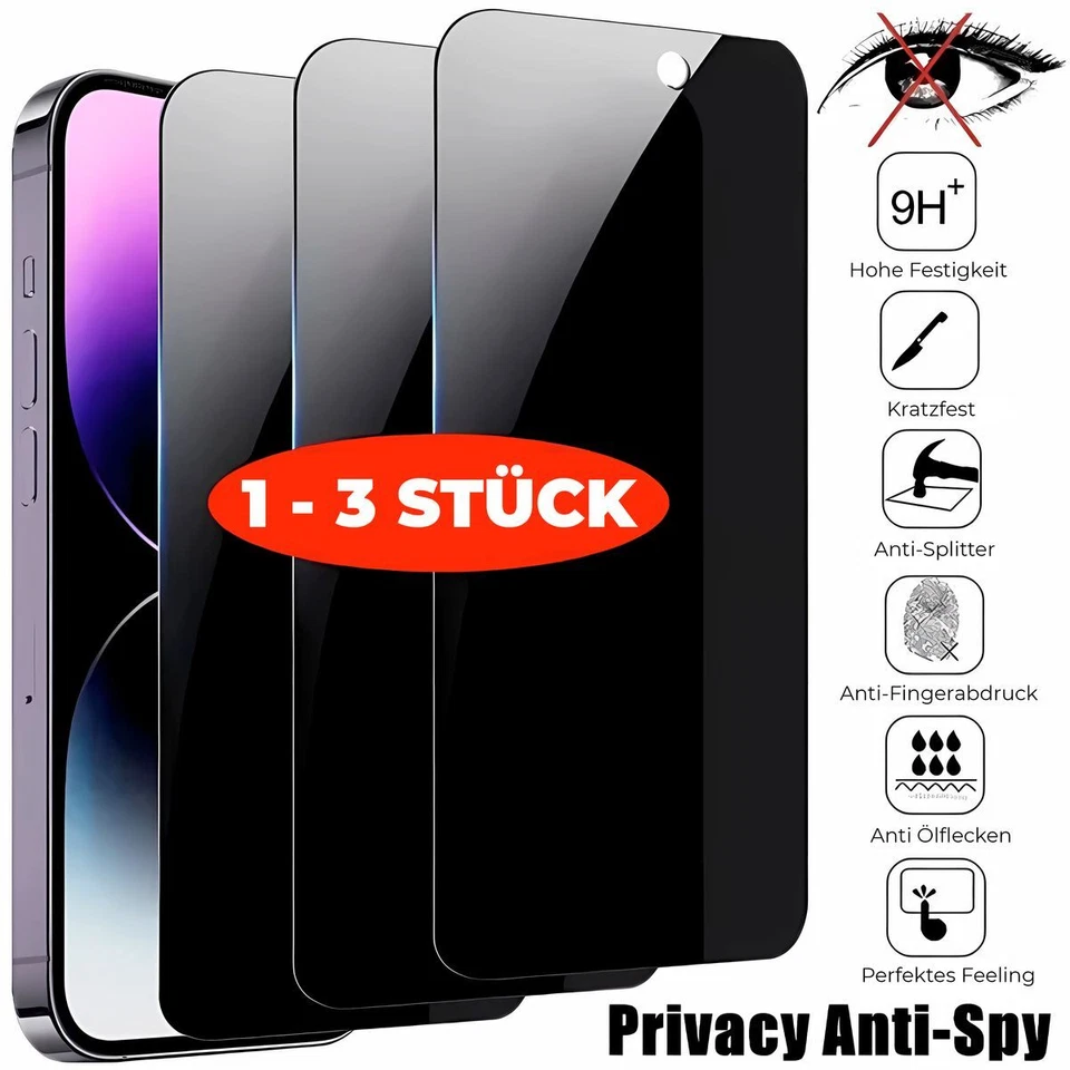 Blickschutz Sichtschutz Panzerfolie Schutzfolie HD Display Ceramic Schutz Glas - Bild 1 von 1