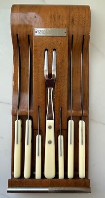 Wear-Ever (Cutco) Vanadium 7pc Carving Set w/Cream  Bakelite Handle Vintage EUC