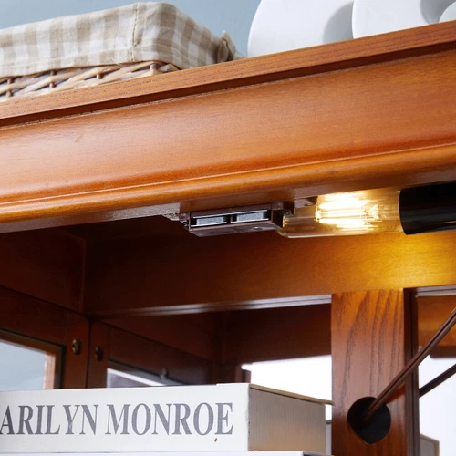 70"H Lighted Curio Cabinet Wooden Display Cabinet,Vintage Accent Storage Cabinet - Picture 28 of 39