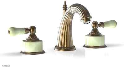 Phylrich K330/OEB  Versailles Widespread Faucet OLD ENGLISH BRASS / GREEN ONYX