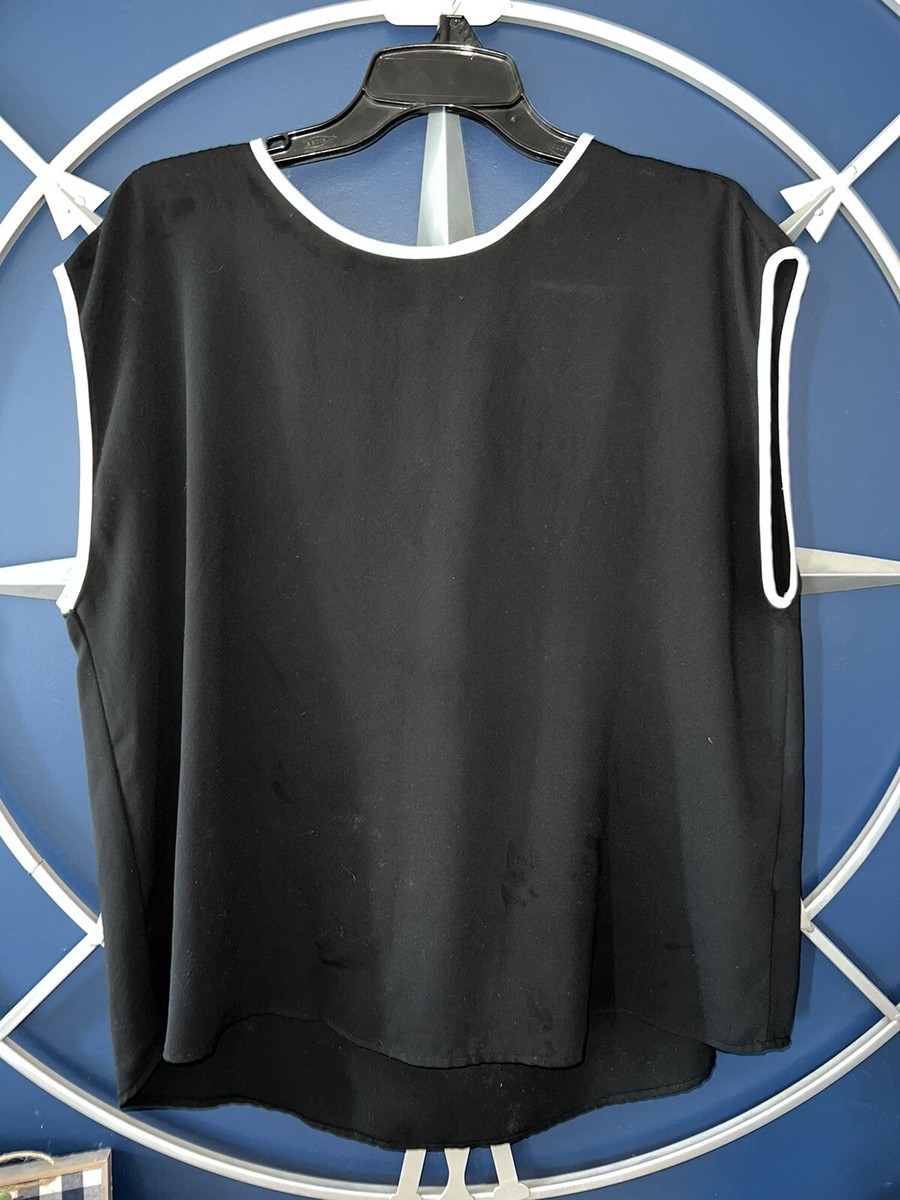 Forever 21 Plus Blouse Top Shirt Black White Career Basic
