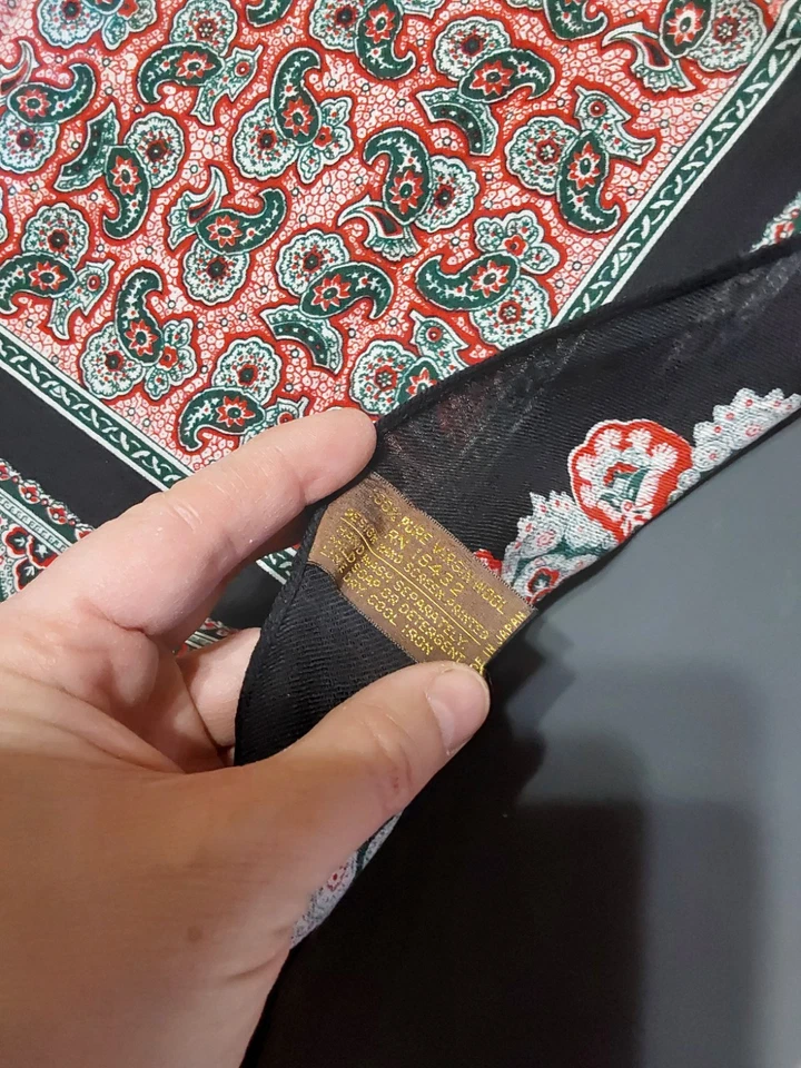 复古 70 年代 100% 处女羊毛围巾 RN # 16432 PAISLEY 印花日本  — 第 3/4 张图片