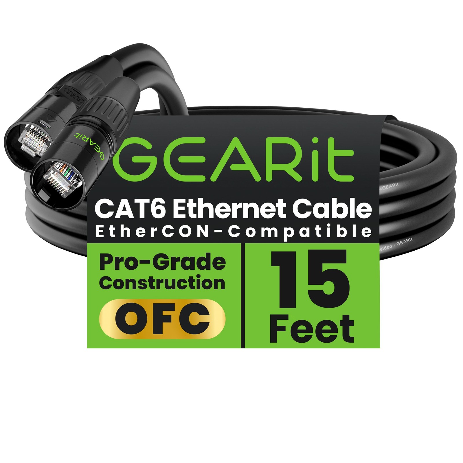 Shielded CAT6 Ethercon Cable (15 Feet) Professional Audio & Lighting RJ45 Eth...