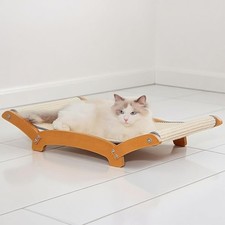 Large Cat Scratcher Bed with Sisal Sleeper and Hammock, Durable Wooden Frame for