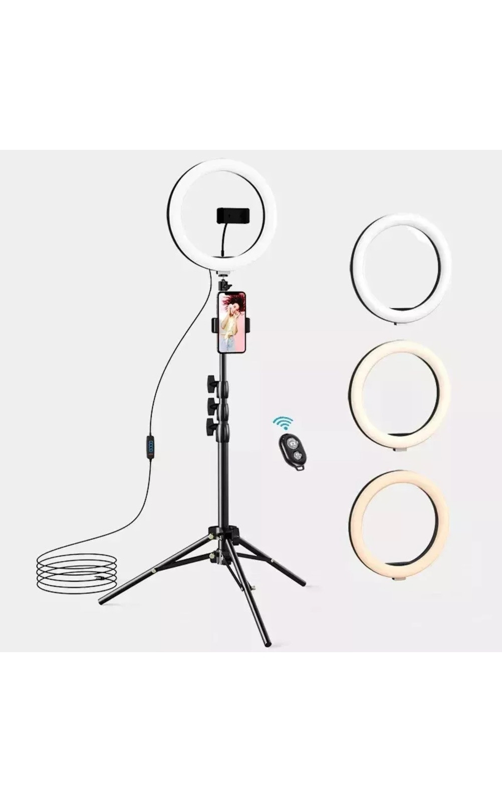 LED Selfie Ring Light with Tripod Stand and Phone Holder for Perfect Photos-image