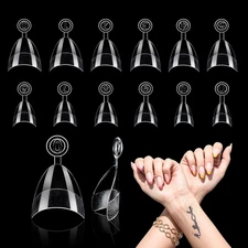 240 Pcs Short Almond Nail Tips Half Cover Clear Press On Nails Extension 12 Size