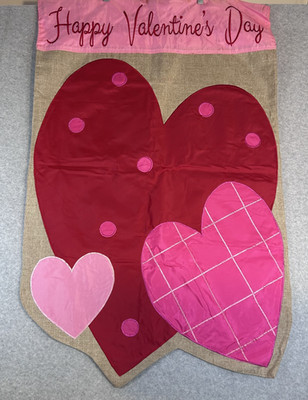 EVERGREEN Valentine's Day Flag Double Sided Heavy Duty Burlap  28''x43'' Nylon Tab