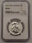 1959 Type 2 Reverse Frankling Half Dollar NGC MS 64