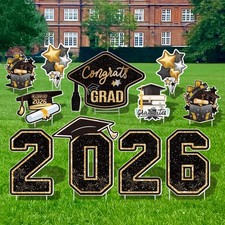 Large 11 PCS Graduation Yard Signs, Class of 2026 Congrats Grad Outdoor Lawn ...