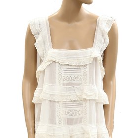 Intimately Free People Tiered And True Romper Pull On Lace Ruffled L NWT 285653