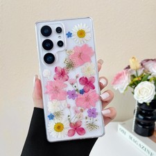 Samsung Galaxy S25 Ultra Case Cute Floral Clear Daisy Pattern Aesthetic Dried Fl