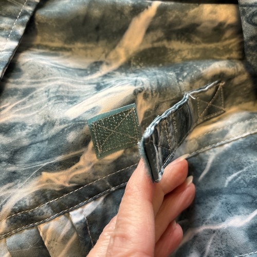 Mossy Oak Fishing Elements Aqua Shirt Men's XL Blue White Button Up Vented - Picture 8 of 9
