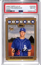 2008 Topps Updates & Highlights - Clayton Kershaw #UH240 Gold /2008 (RC) PSA 8 