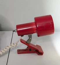Retro Red Clip On Clamp Light Reading Desk Drafting Lamp Vintage Modern