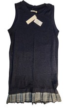 NWT Blu Clover Sleeveless Sweater Dress Blue Size L Pleated Bottom Hem