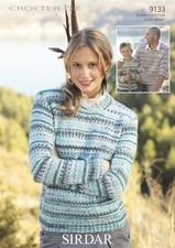 Sirdar 9133 Knitting Pattern Family Sweaters in Sirdar Crofter DK