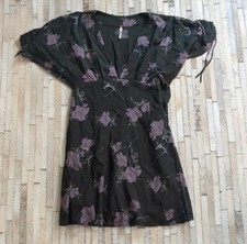 Free People Women's Melanie Night Black Floral Dress Size 0
