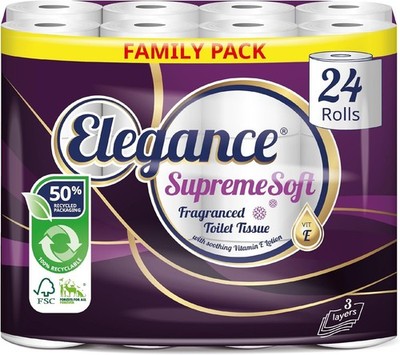Elegance Supreme Soft Toilettenpapier - Großeinkauf (1 Packung x 24 Rollen)